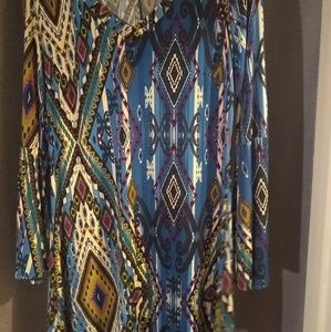 Orange Caramel Tunic Long Sleeve Dress Top Teal